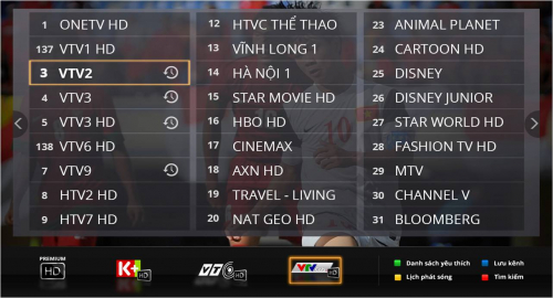 Danh sách kênh truyền hình VOD HD trên truyền hình FPT